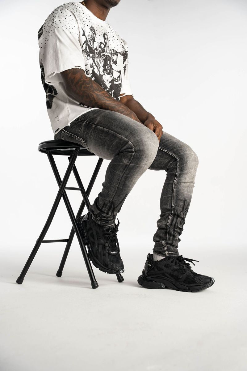 Relapse Jeans Flame Feded Black Skinny Denim