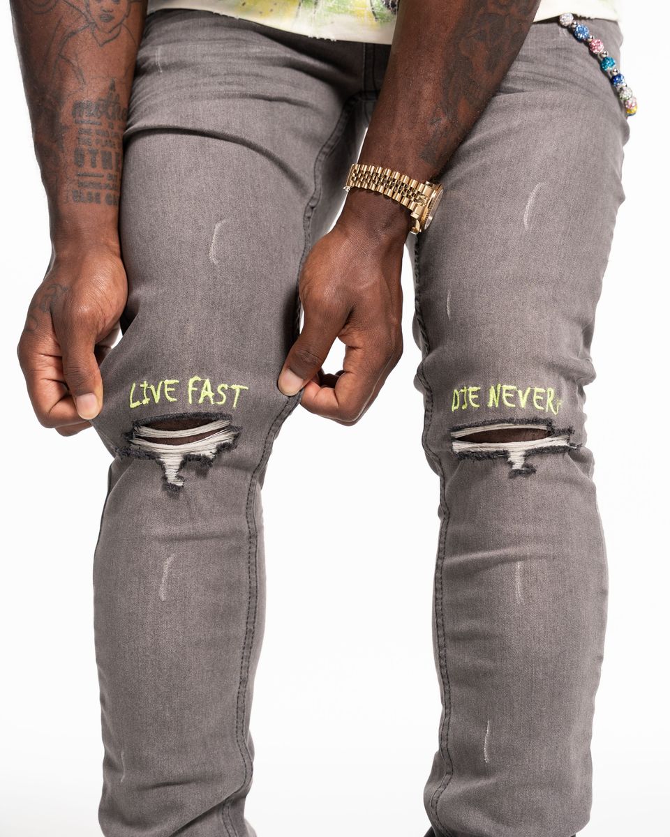 Relapse Jeans Live Fast Grey