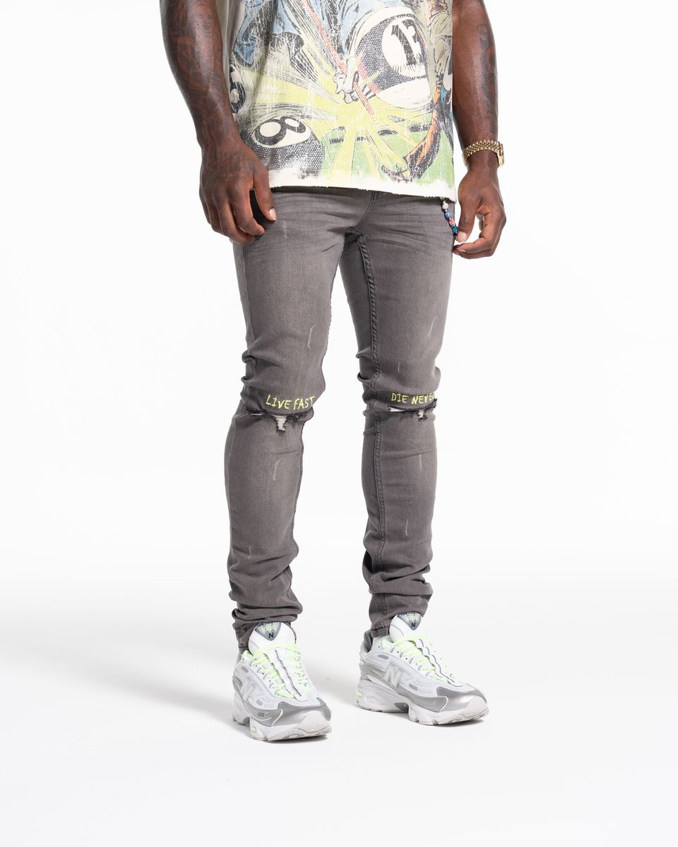Relapse Jeans Live Fast Grey