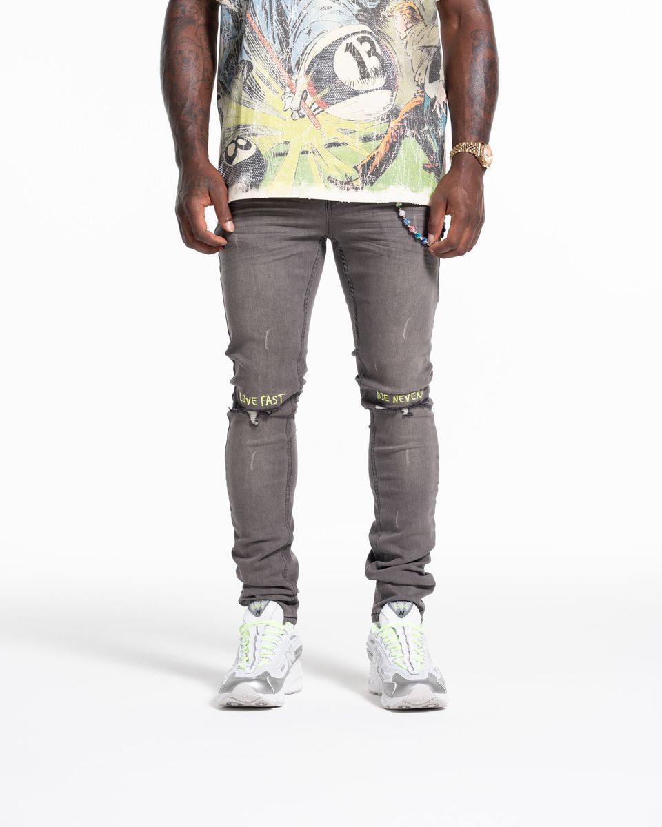 Relapse Jeans Live Fast Grey