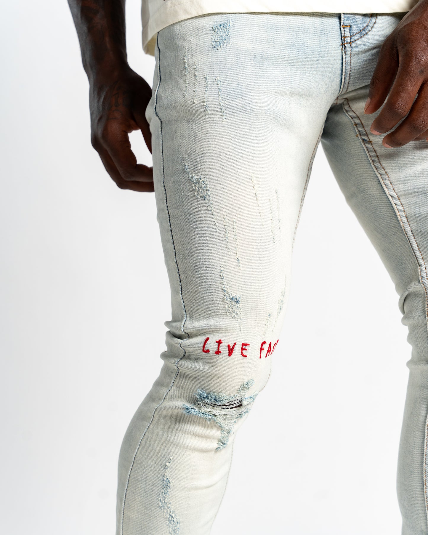 Relapse Jeans Live Fast Blue Red