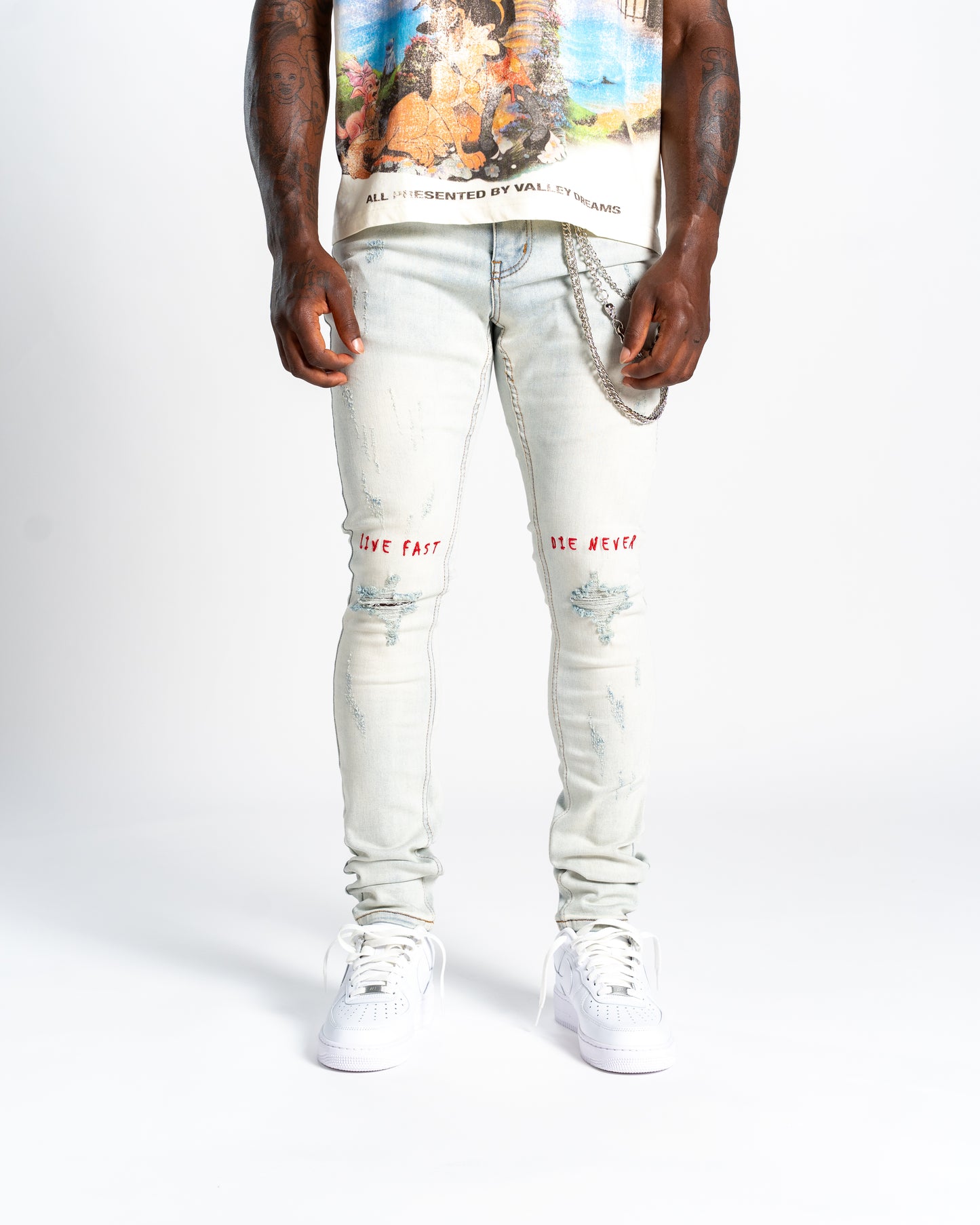 Relapse Jeans Live Fast Blue Red