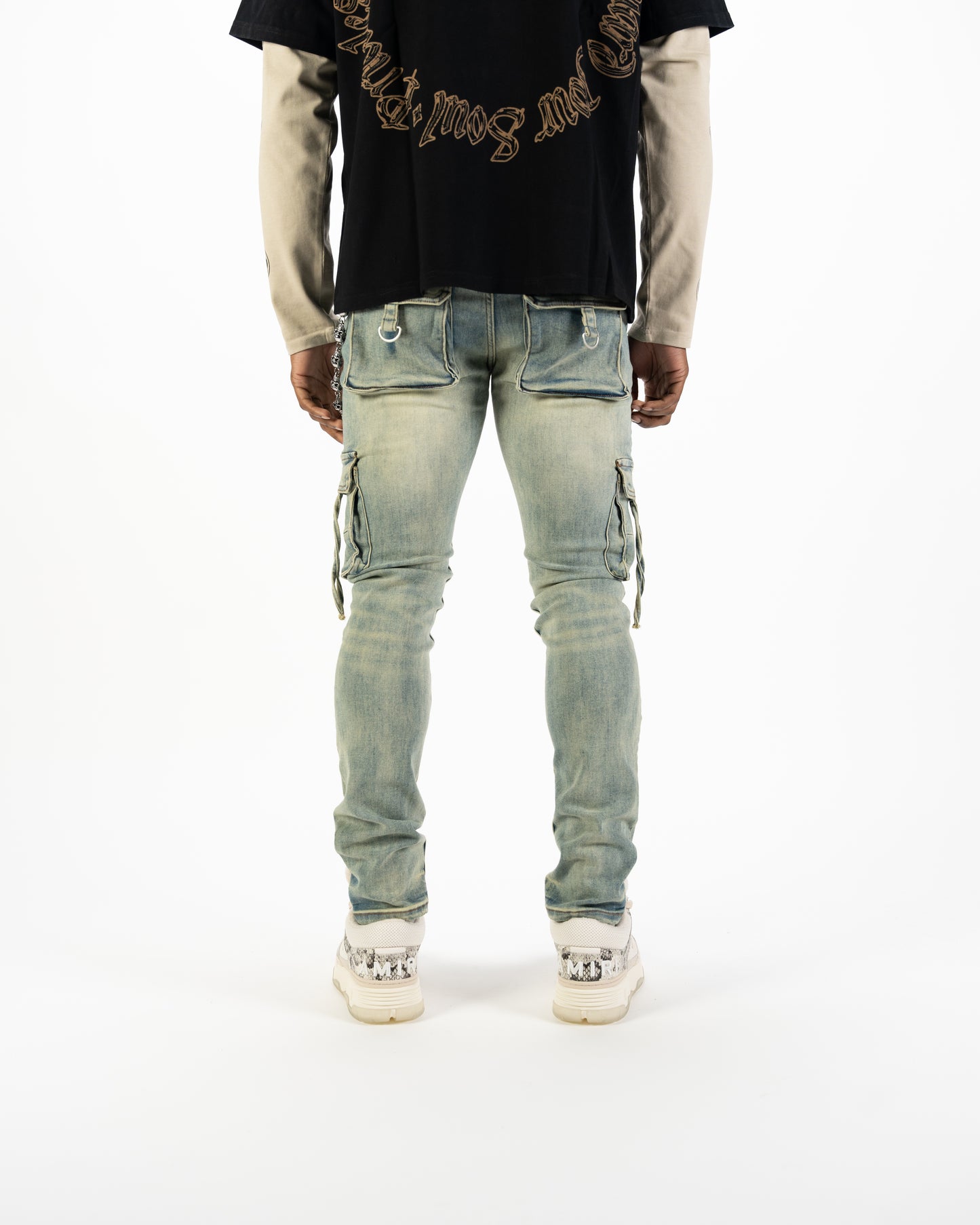 Relapse jeans Moe Sand wash cargo denim with wallet chain