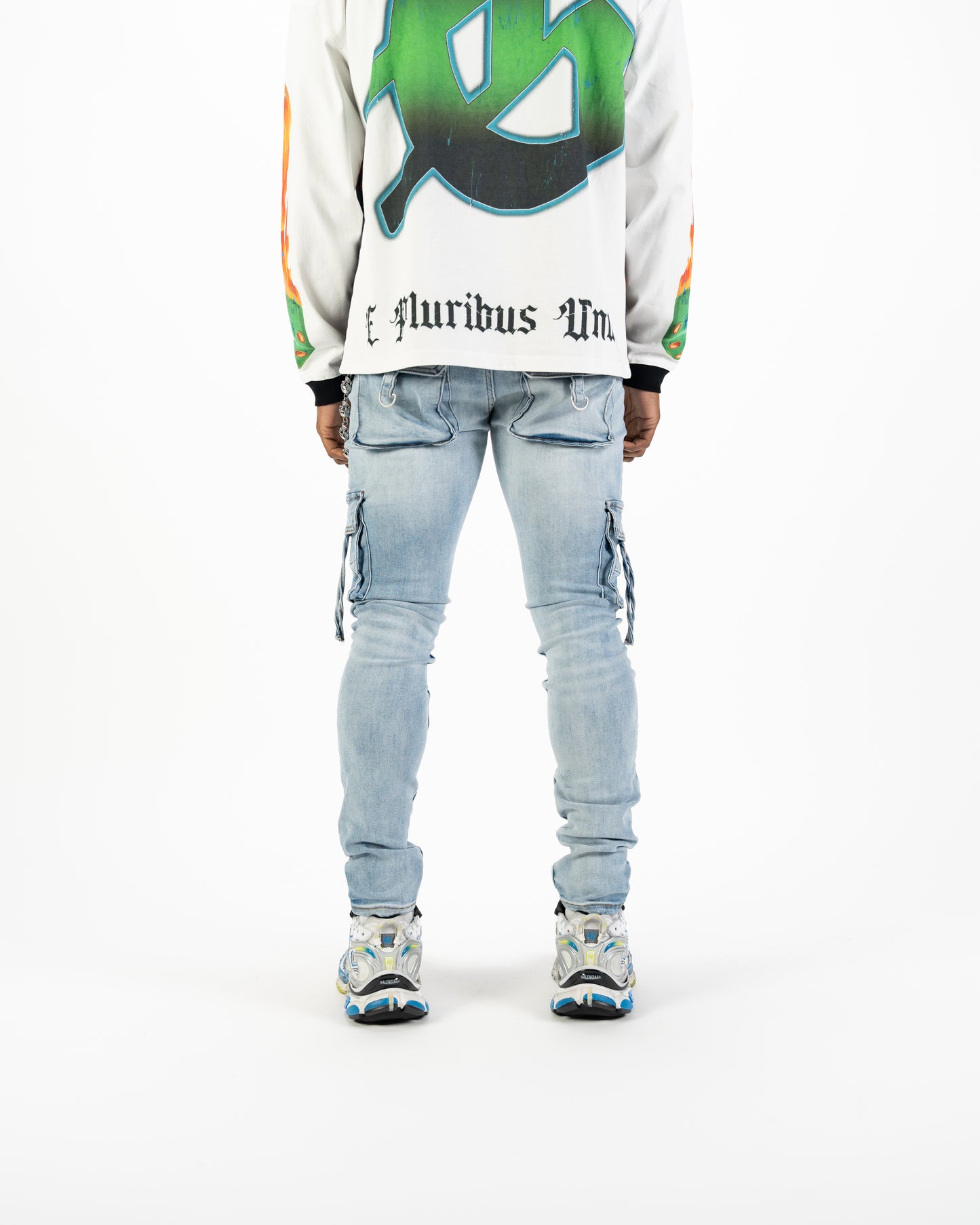 Relapse jeans Moe Stone wash cargo denim with wallet chain