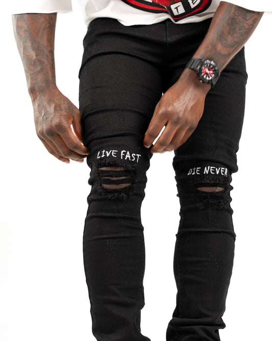 Live Fast Skinny Denim Black