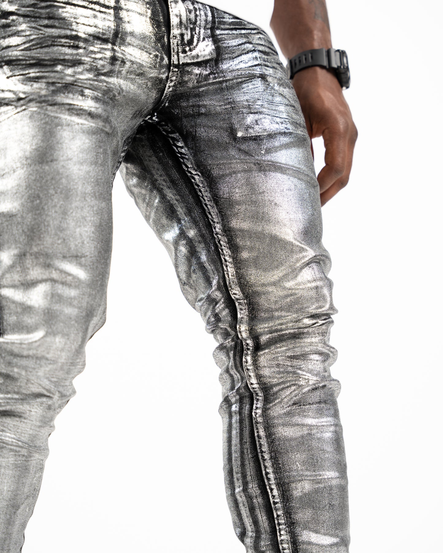 Galaxy Skinny Denim Black with Silver