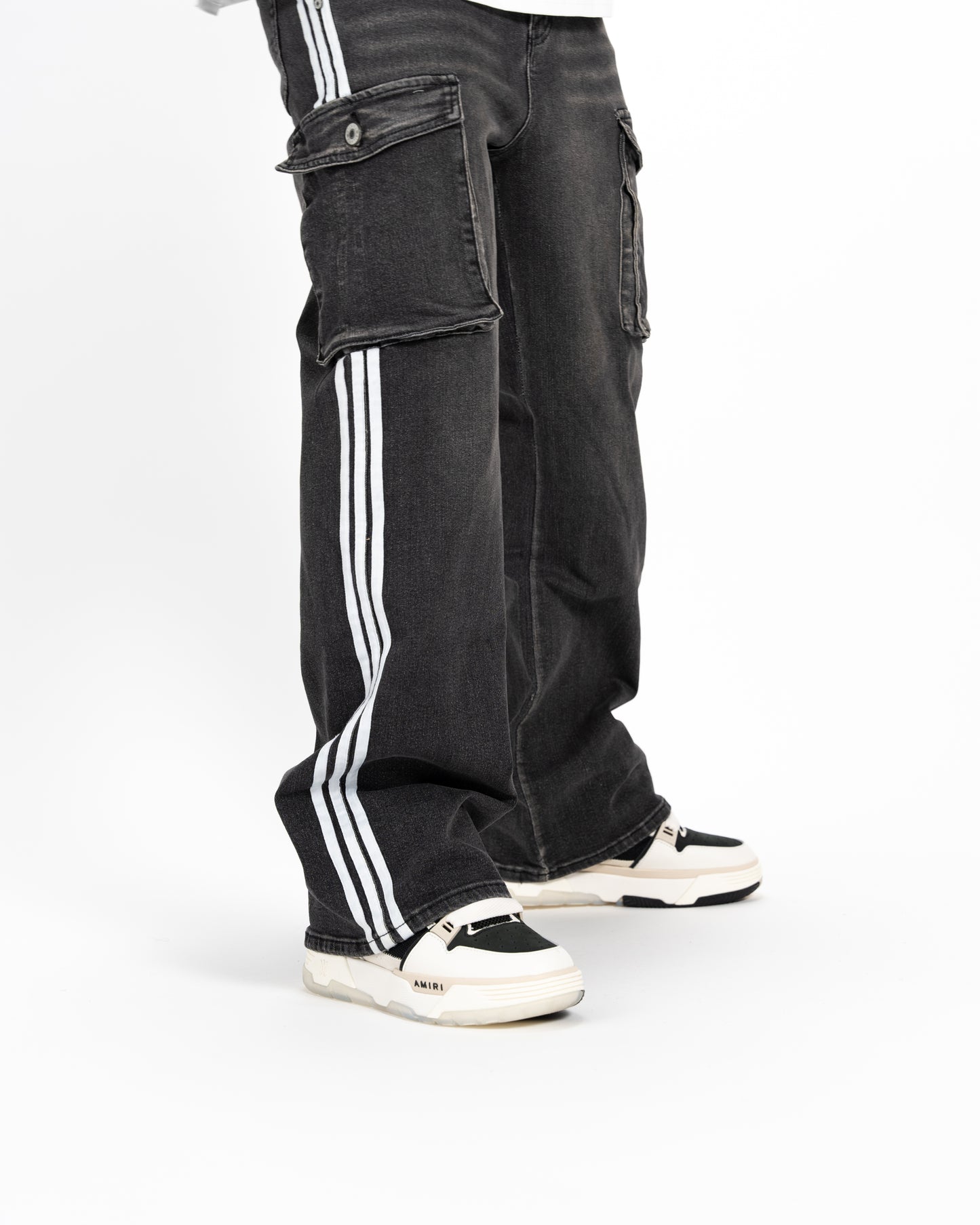 stripes cargo baggy Fit Charcoal