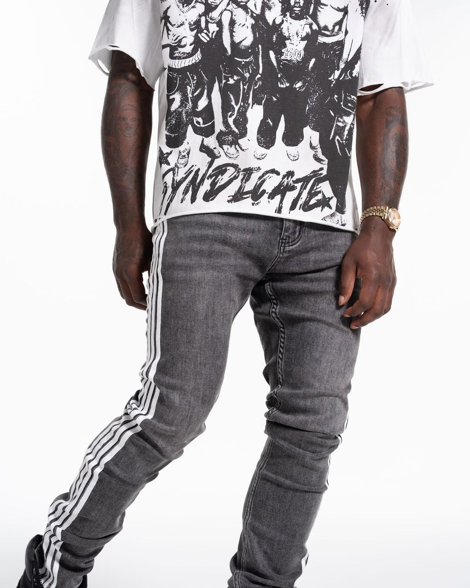 Relapse Jeans Stripes Skinny Denim Grey