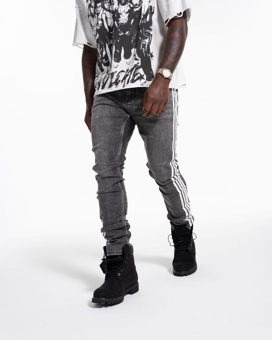 Relapse Jeans Stripes Skinny Denim Grey