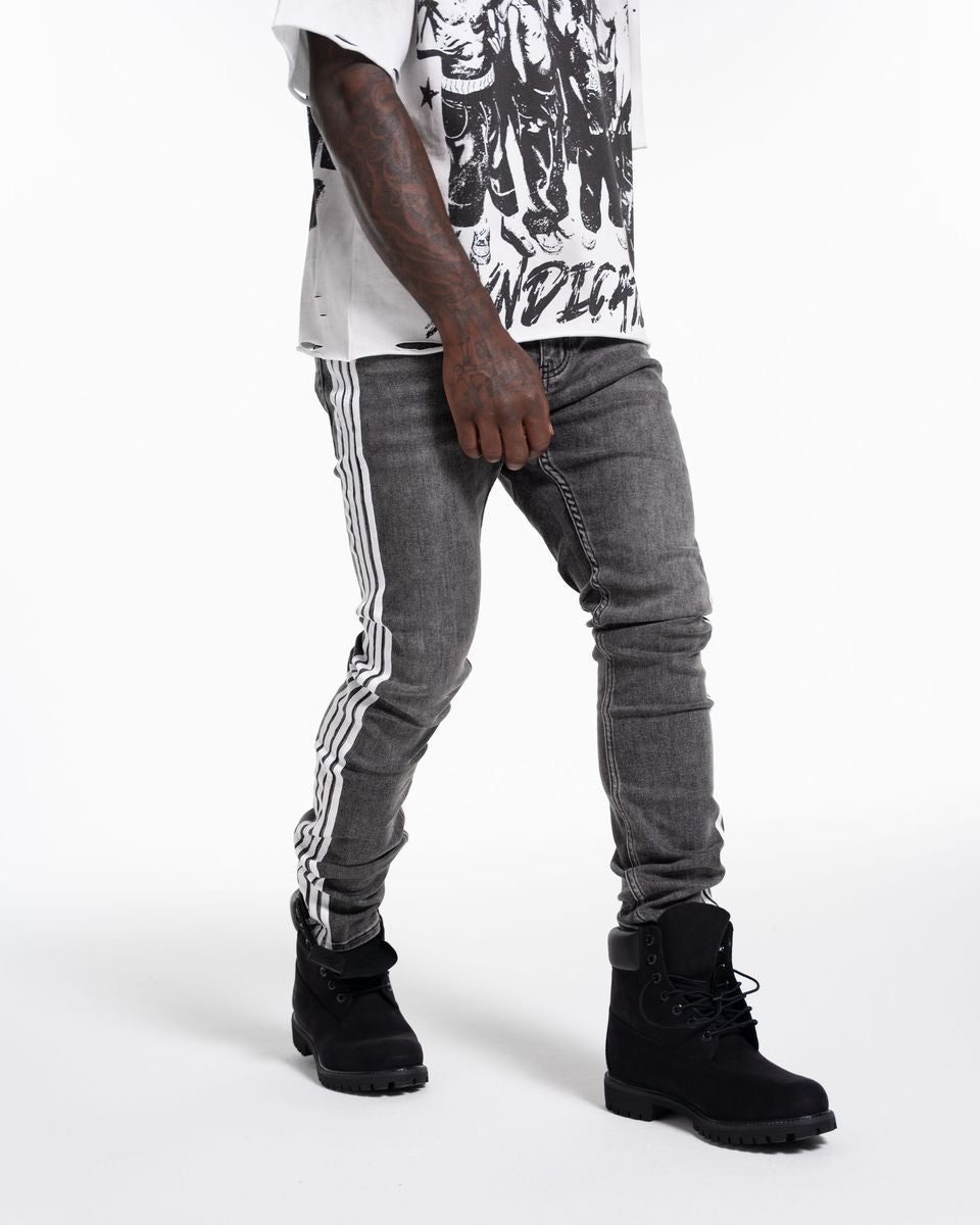 Relapse Jeans Stripes Skinny Denim Grey