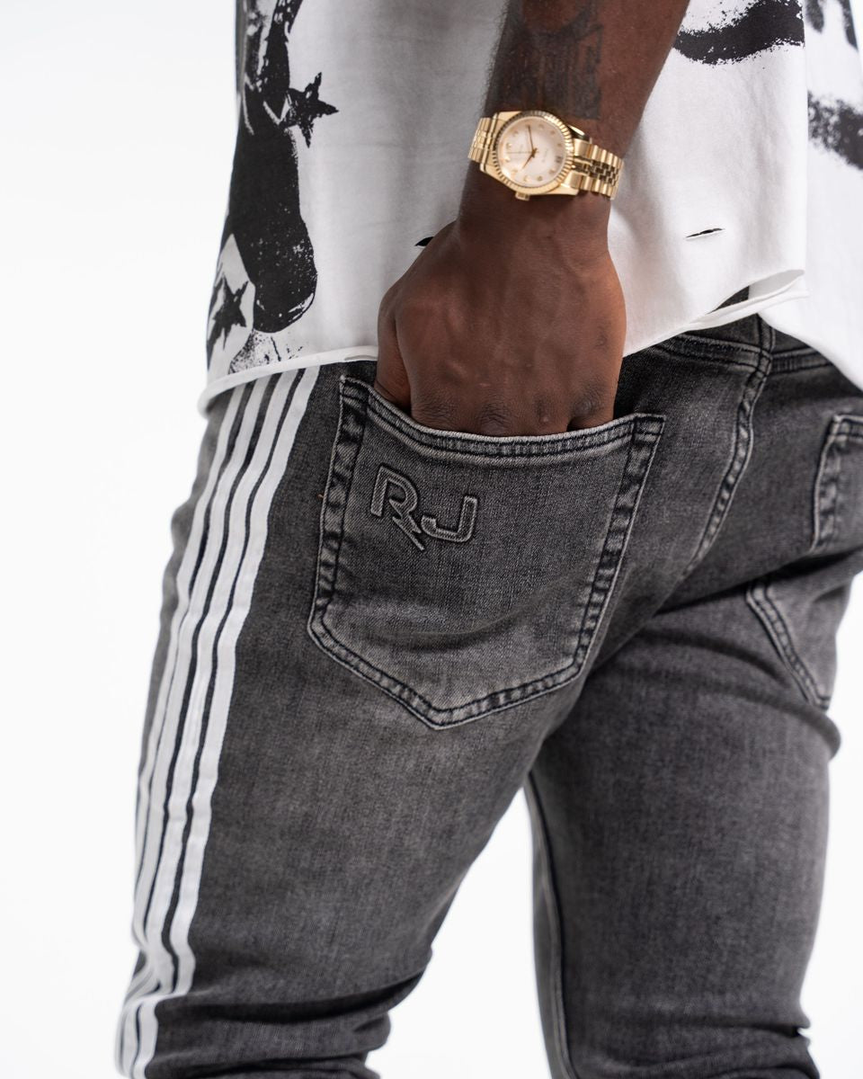 Relapse Jeans Stripes Skinny Denim Grey