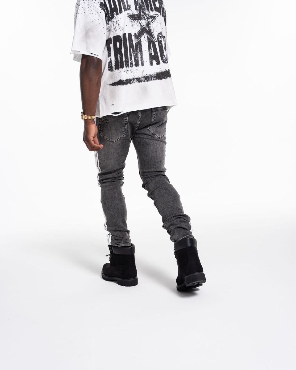 Relapse Jeans Stripes Skinny Denim Grey