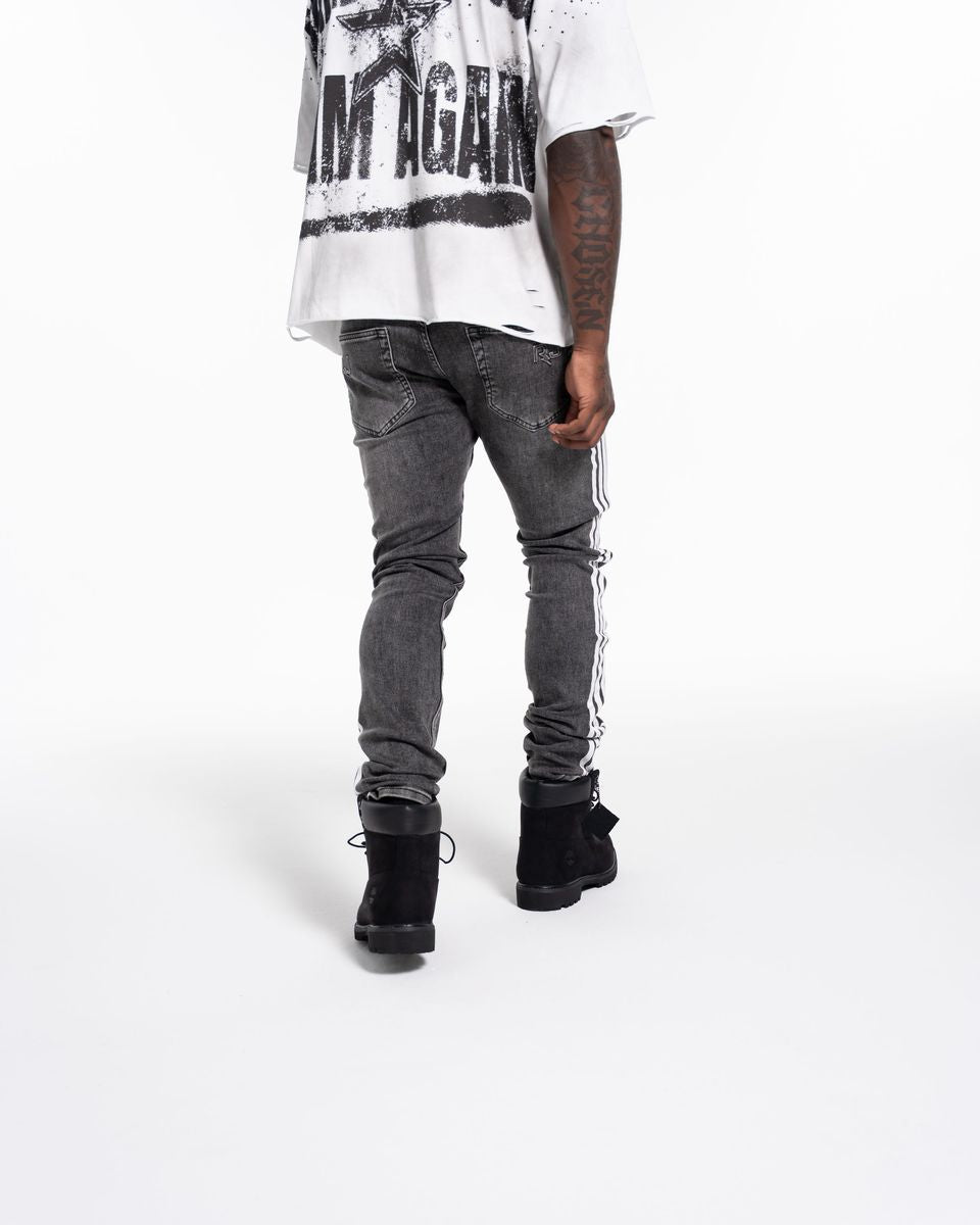 Relapse Jeans Stripes Skinny Denim Grey