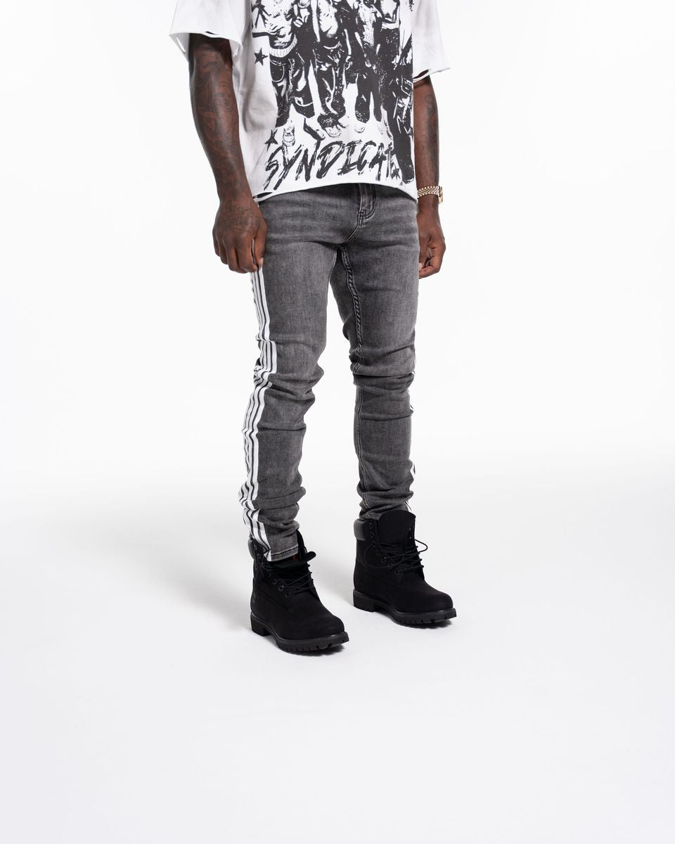 Relapse Jeans Stripes Skinny Denim Grey