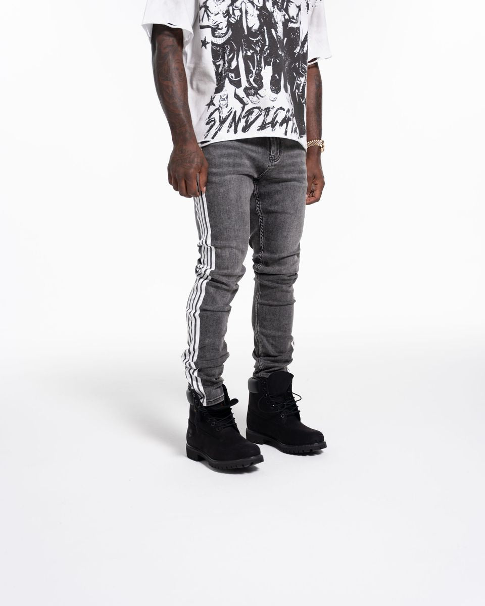 Relapse Jeans Stripes Skinny Denim Grey