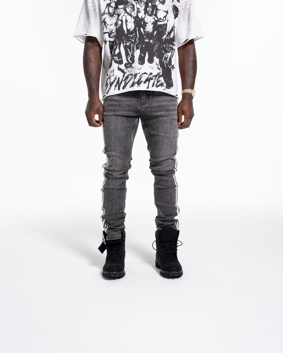 Relapse Jeans Stripes Skinny Denim Grey