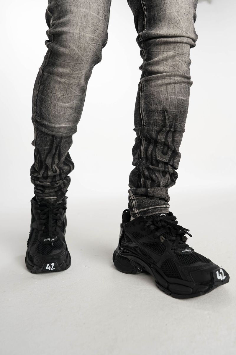 Relapse Jeans Flame Feded Black Skinny Denim
