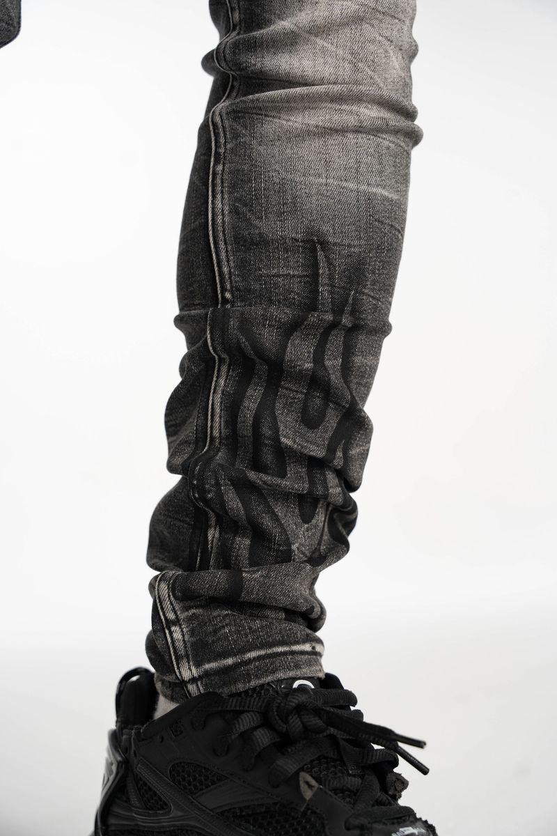 Relapse Jeans Flame Feded Black Skinny Denim