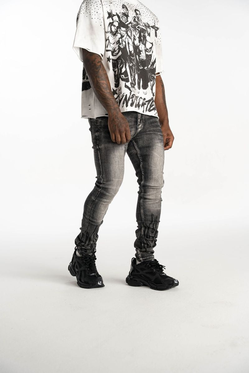 Relapse Jeans Flame Feded Black Skinny Denim