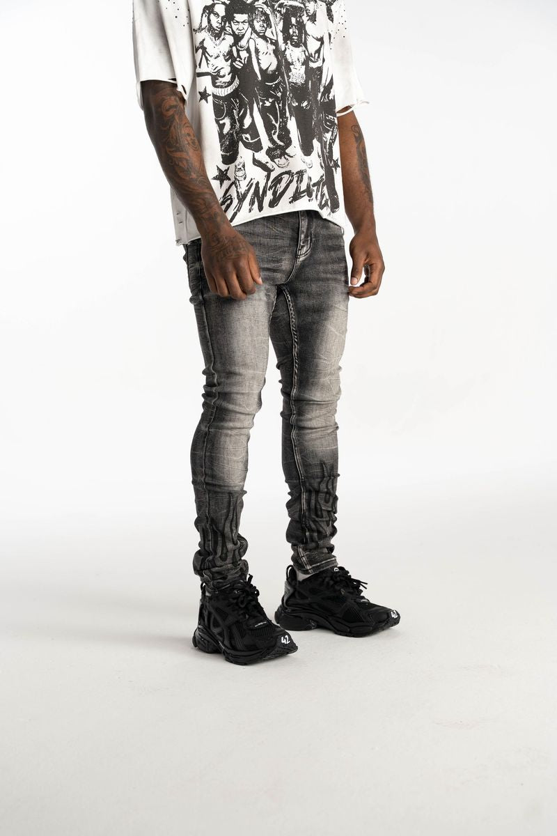 Relapse Jeans Flame Feded Black Skinny Denim