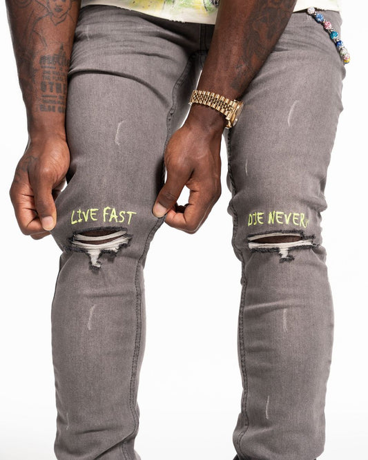 Relapse Jeans Live Fast Grey